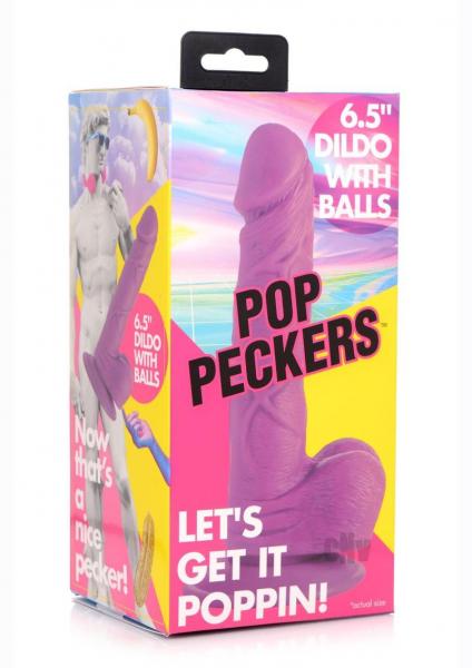 6.5 Inch Dildo with Balls - Purple