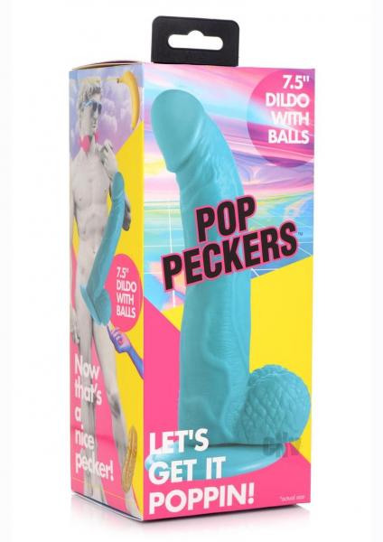 7.5 Inch Dildo with Balls - Blue