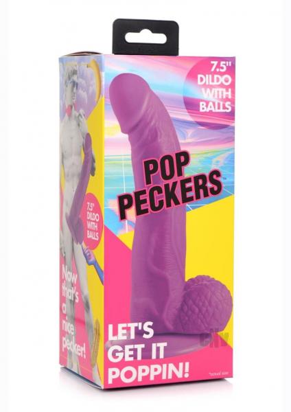 7.5 Inch Dildo with Balls - Purple