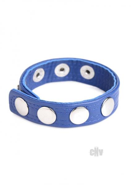 Leather Speed Snap Cock Ring - Blue