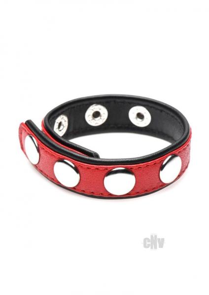 Leather Speed Snap Cock Ring - Red