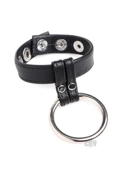 Leather and Steel Cock and Ball Ring
