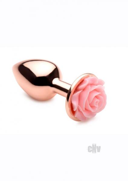 Rose Gold Anal Plug with Pink Flower - Small