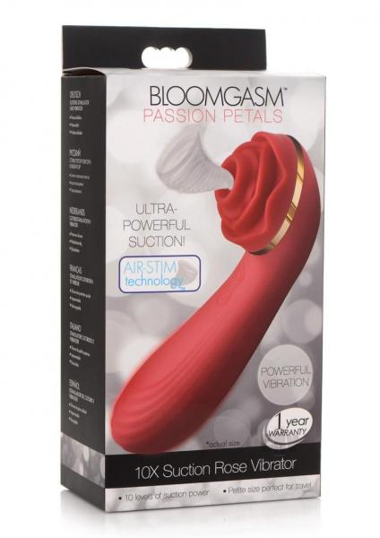 Passion Petals 10X Silicone Suction Rose Vibrator - Red