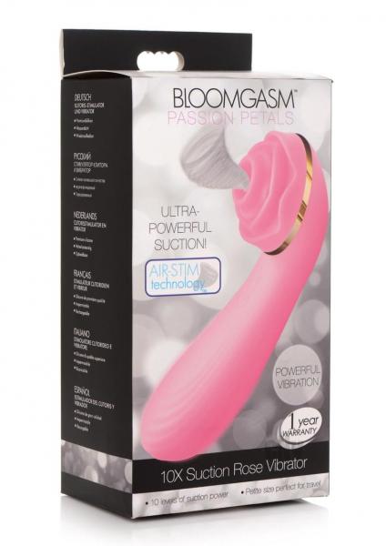 Passion Petals 10X Silicone Suction Rose Vibrator - Pink