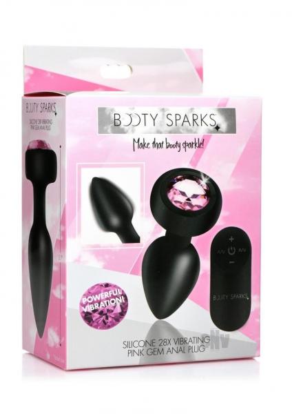 28X Vibrating Silicone Pink Gem Anal Plug - Small
