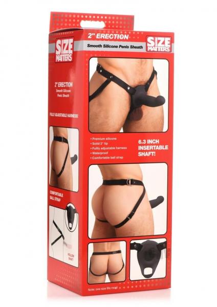 2 Inch Erection Smooth Silicone Penis Sheath - Black
