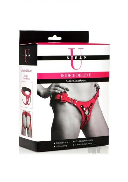Bodice Deluxe Leather Corset Harness - Pink