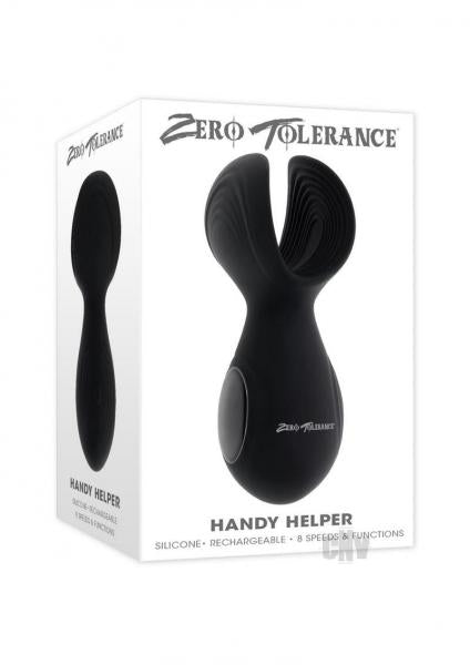 Zero Tolerance Handy Helper Rechargeable Vibrating Stroker Silicone Black