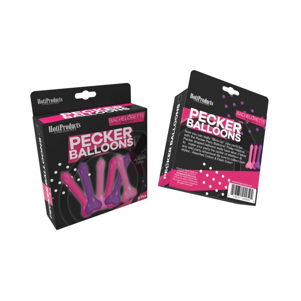 Pecker Balloons Assorted Colors-(6/box)