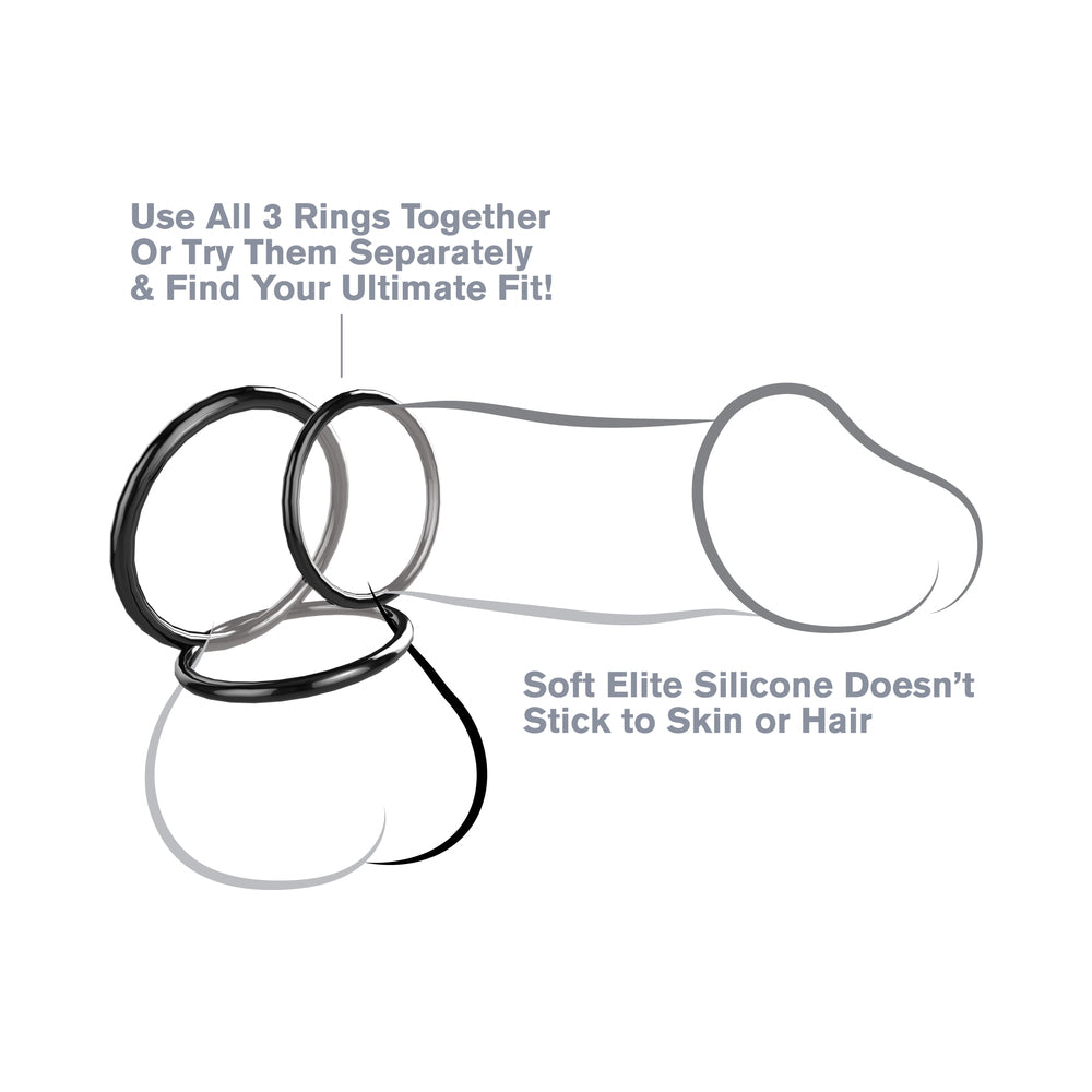 Fantasy C-Ringz Silicone 3 Ring Stamina Set Black