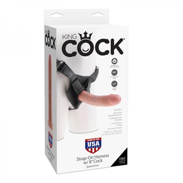 King Cock Strap On Harness 8 inches Dildo