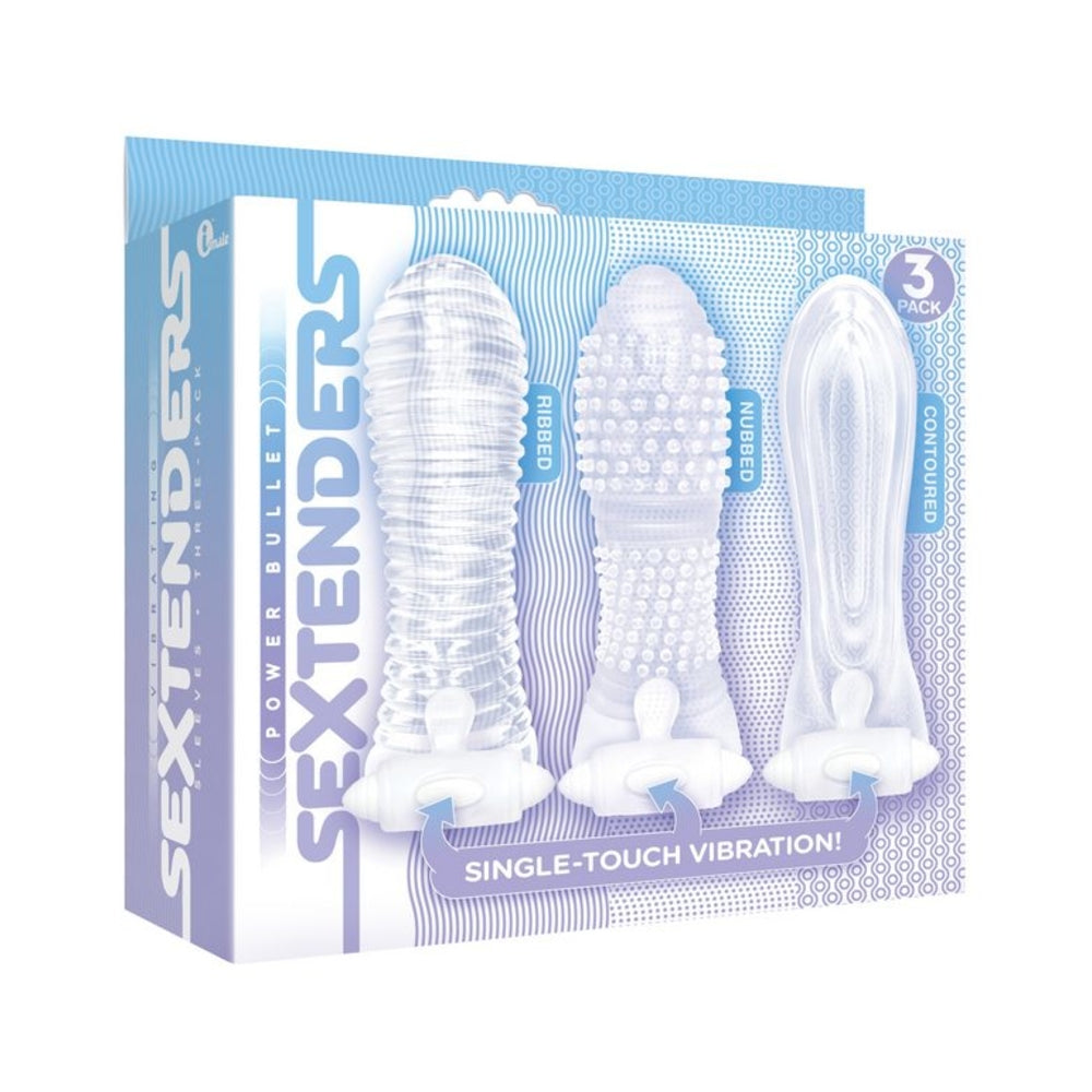 The 9's, Vibrating Sextenders, 3-pack, Nubbed, Contoured, Ribbed