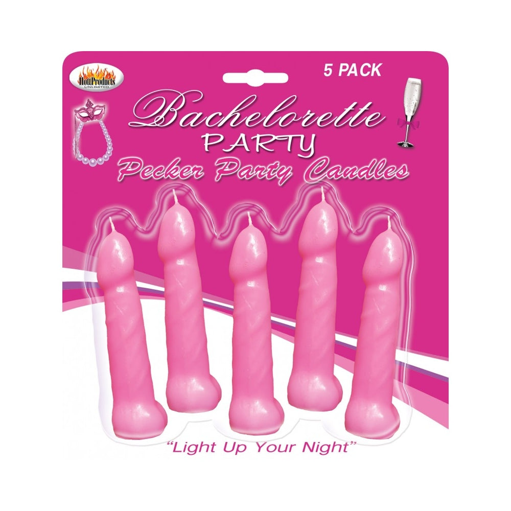 Bachelorette Party Pecker Party Candles Pink 5 Pack