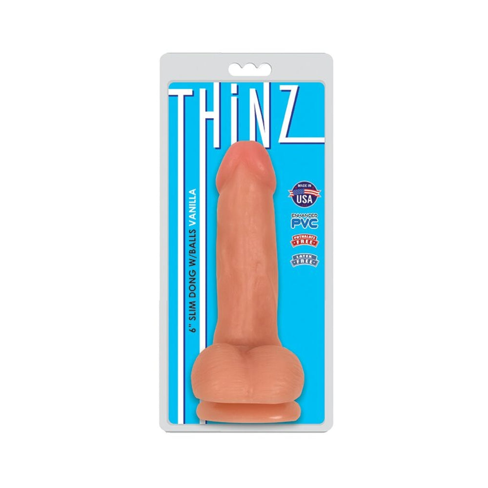6 Inch Slim Dildo with Balls - Medium