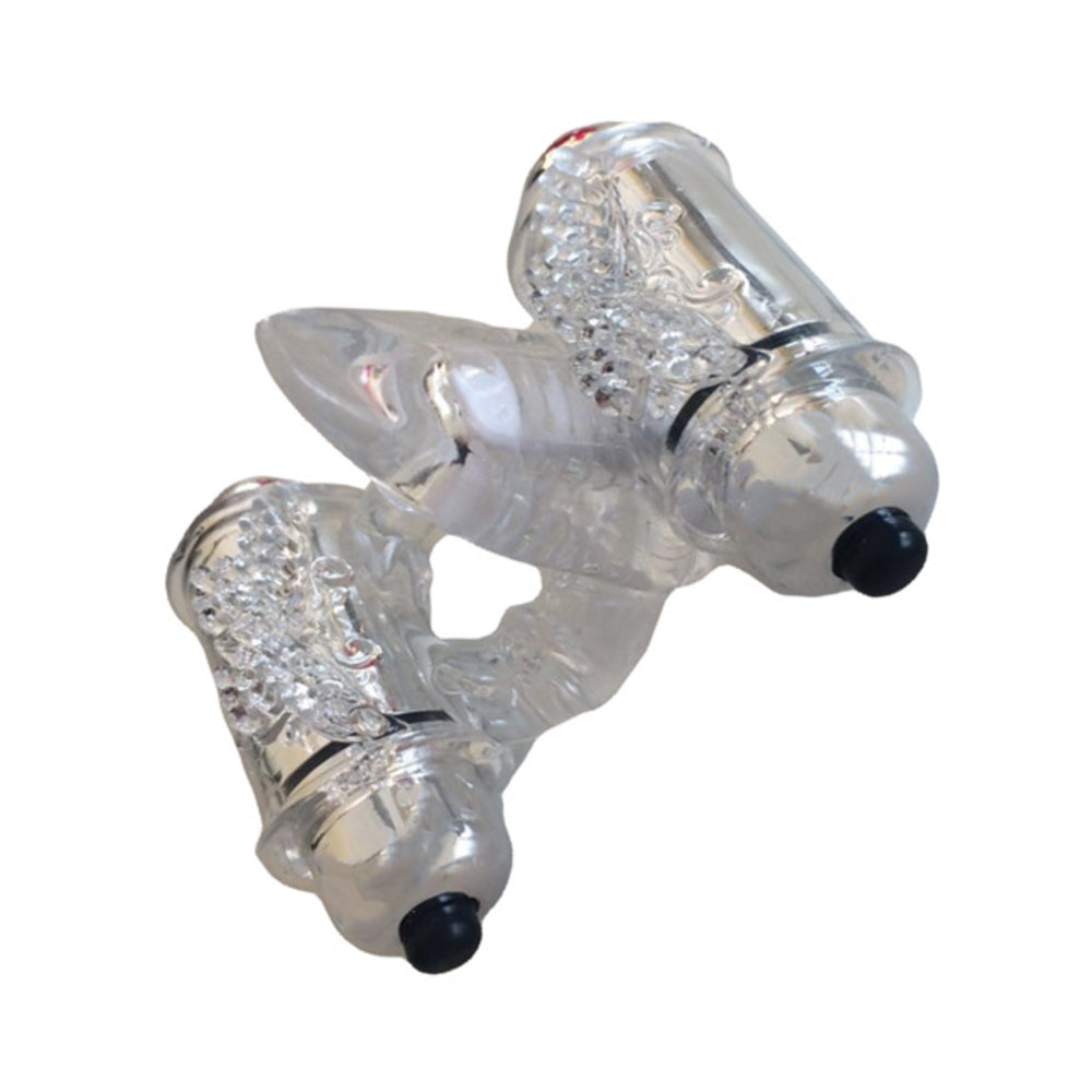 Wet Dreams Double Down Dual Motor Cock Ring With Power Bullet And Stimulator Tongue With Motor