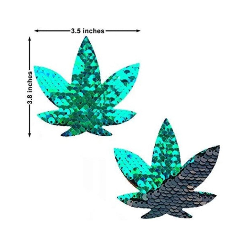 Neva Nude Pasties Pot Leaf Sequin Green To Black