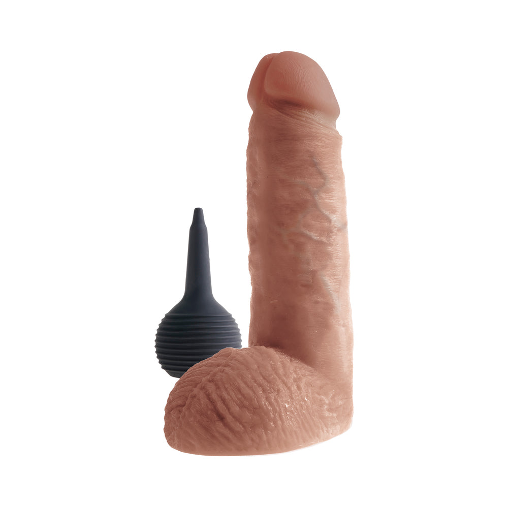 King Cock 8in Squirting Cock With Balls Tan