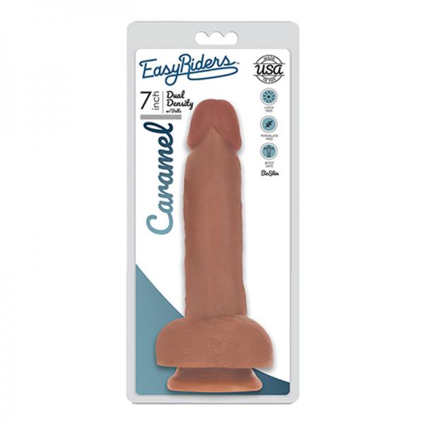 Easy Riders 7 Inch Dual Density Dildo With Balls - Tan