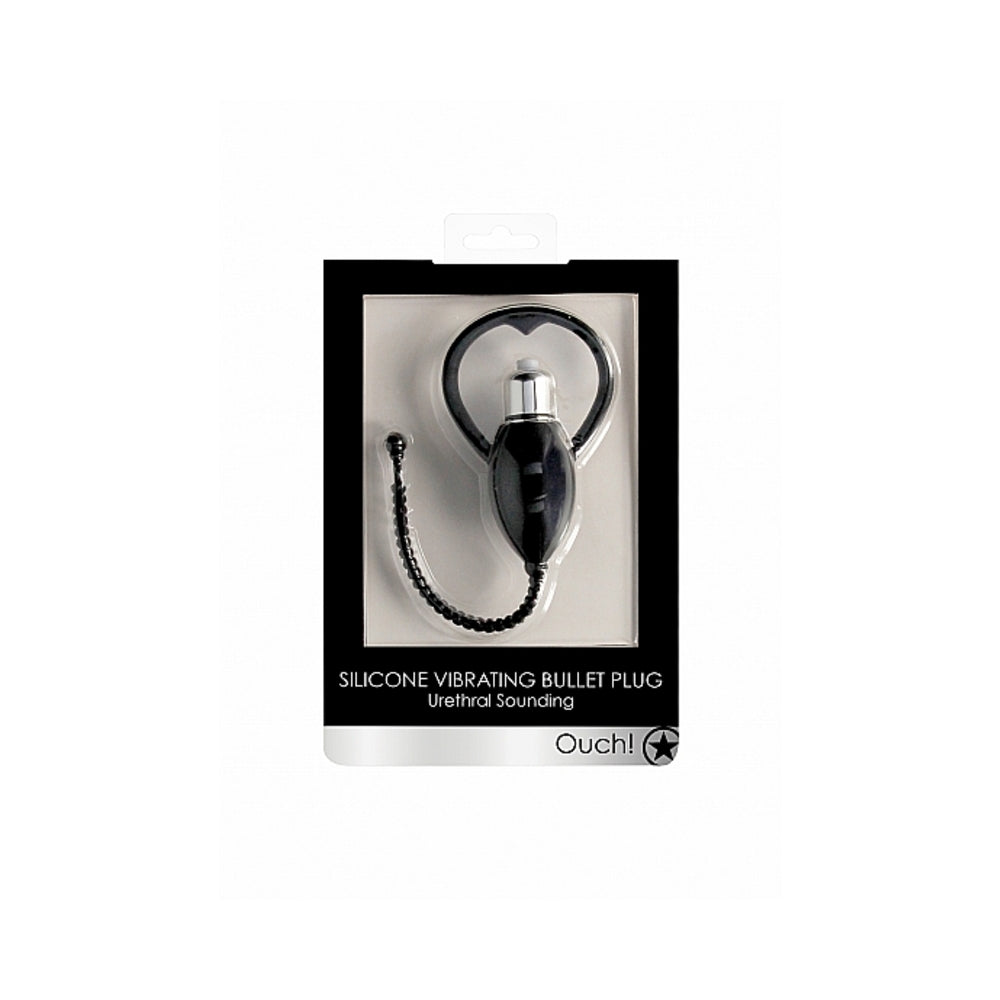 Ouch! Urethral Sounding Vibrating Bullet Plug Black