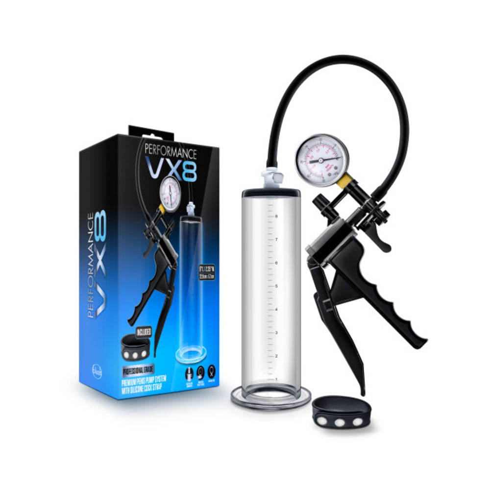 Performance - Vx8 Premium Penis Pump System With Silicone Cock Strap - Clear