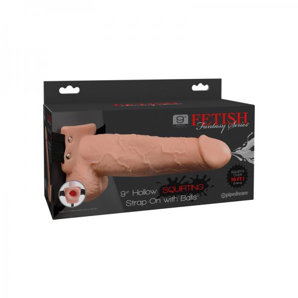 Fetish Fantasy 9in Hollow Squirting Strap-on With Balls