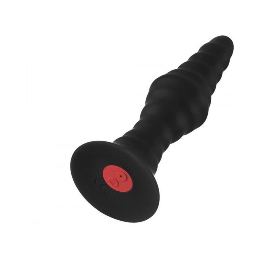 Forto Vibrating Ribbed Plug W/remote Large Blk