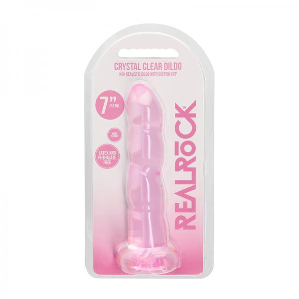 Shots Realrock Crystal Clear Non Realistic 7" Dildo - Pink
