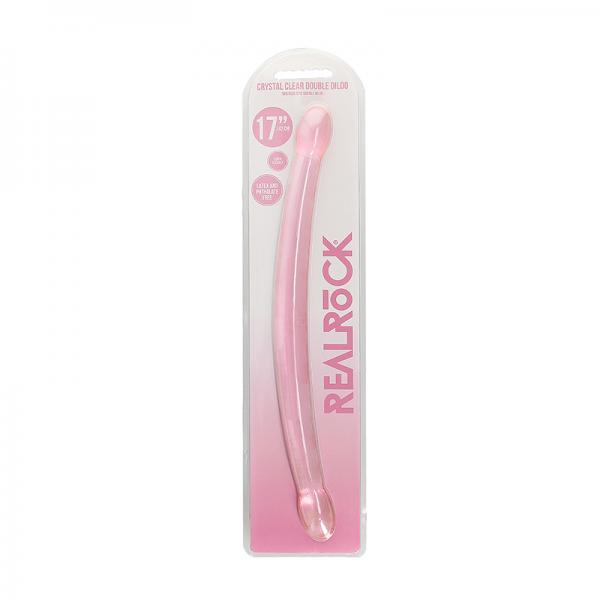 Shots Realrock Crystal Clear 17" Double Dildo - Pink