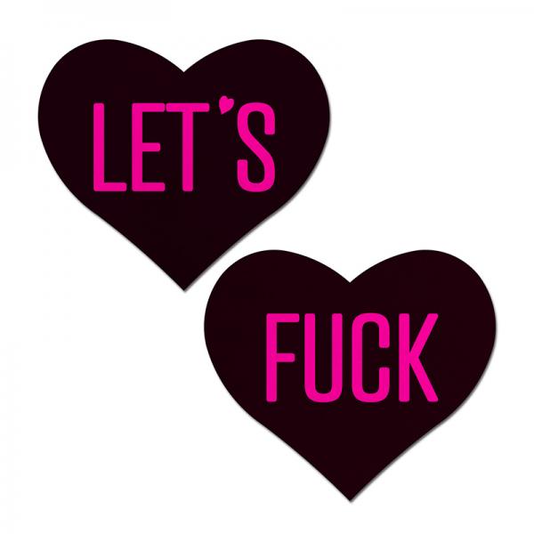 Pastease Let's F*ck Hearts Black O/S Pasties