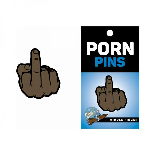Wood Rocket Middle Finger Pin - Brown