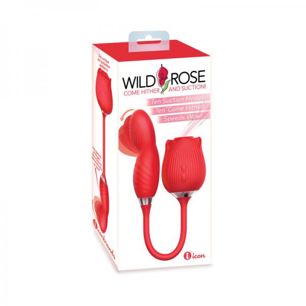 Wild Rose Suction & Come Hither Vibrator - Red