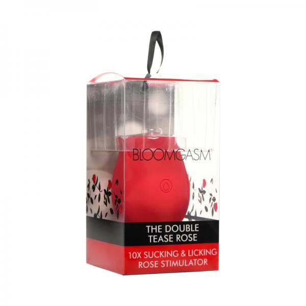 The Double Tease Rose 10X Sucking and Licking Silicone Stimulator