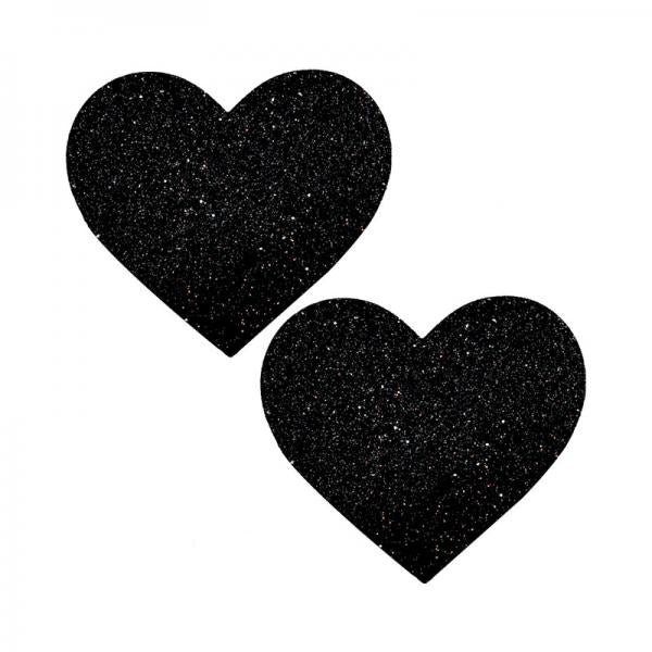 Neva Nude Black Malice Queen Status Glitter Heart Pasties - Black Qn