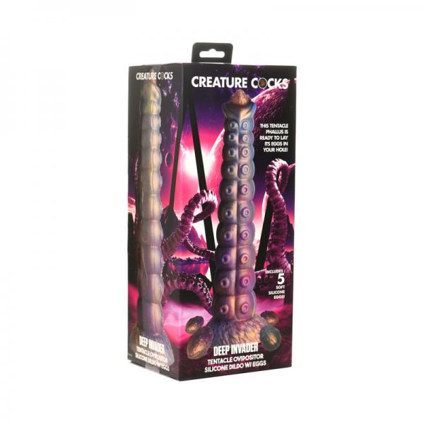 Deep Invader Tentacle Ovipositor Silicone Dildo with Eggs