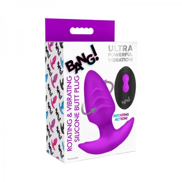 Rotating and Vibrating Silicone Butt Plug - Purple