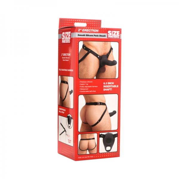 2 Inch Erection Smooth Silicone Penis Sheath - Black