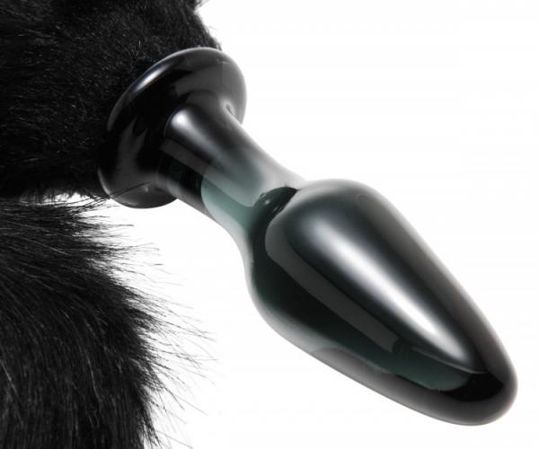 Midnight Fox Tail Glass Anal Plug