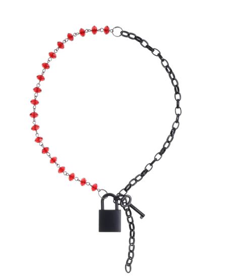 Sex & Mischief Ex's & Oh's Crystal Day Collar - Red/Black