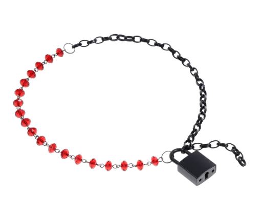 Sex & Mischief Ex's & Oh's Crystal Day Collar - Red/Black