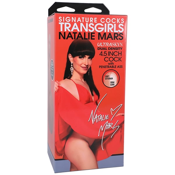 Signature Cocks Transgirls Natalie Mars Ultraskyn Dual Density 4.5 In. Cock With Penetrable Ass Beig