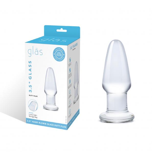 Glas 3.5 inches Glass Butt Plug Clear