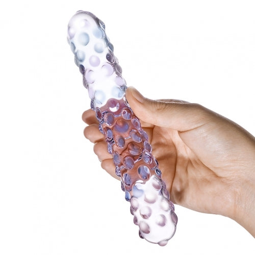 Purple Rose Nubby Glass Dildo