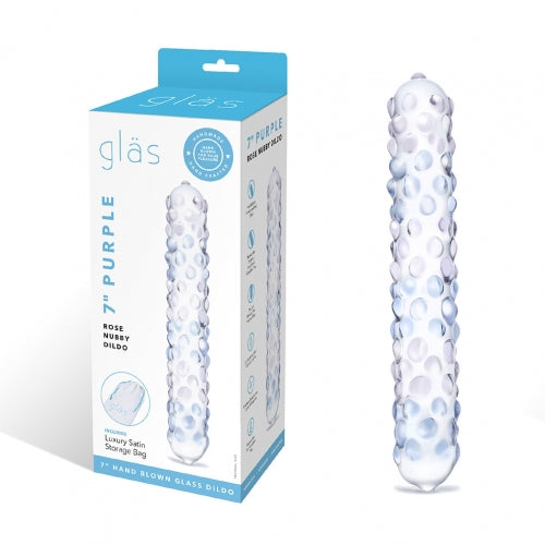 Purple Rose Nubby Glass Dildo
