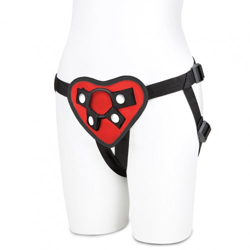 Lux Fetish Red Heart Strap On Harness O/S