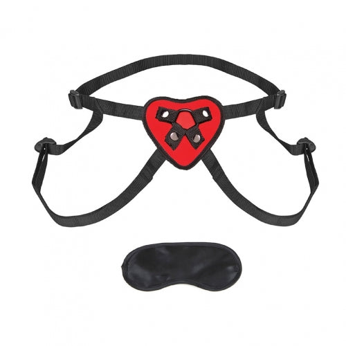 Lux Fetish Red Heart Strap On Harness O/S