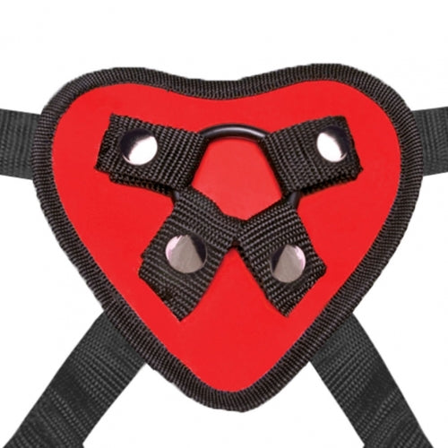 Lux Fetish Red Heart Strap On Harness O/S