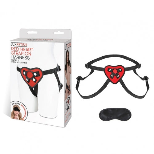 Lux Fetish Red Heart Strap On Harness O/S