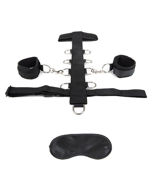 Lux Fetish Adjustable Neck & Wristraint Set Black