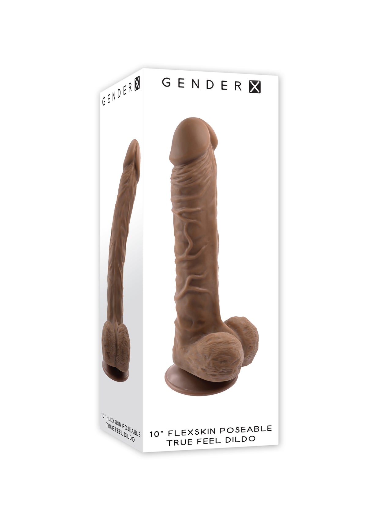 Gender X 10 In. Flexskin Poseable Truefeel Dildo Dark
